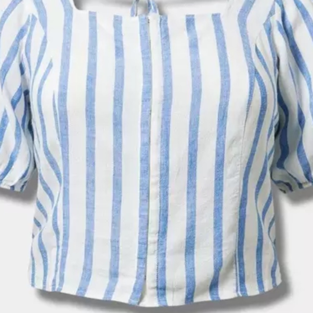 Torrid Blue and White Striped Blouse